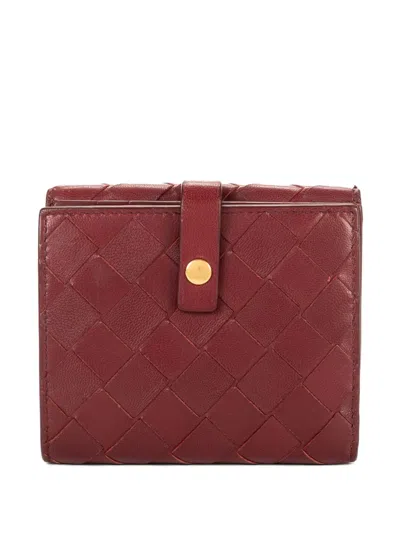 Pre-owned Bottega Veneta Intrecciato Leather Wallet In Red