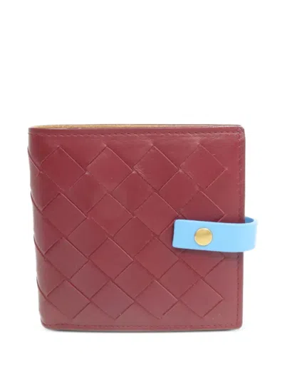 Pre-owned Bottega Veneta Intrecciato Leather Wallet In Red