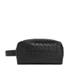 Bottega Veneta Intrecciato Leather Wash Bag In Black
