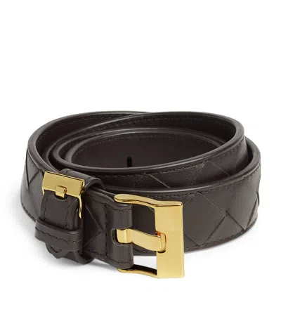 Bottega Veneta Intrecciato Leather Watch Belt In Brown