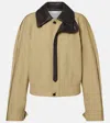 Bottega Veneta Water Repellent Cotton Jacket With Intrecciato Collar In Brown