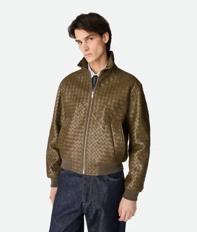 Bottega Veneta Intrecciato Lederblouson In Green