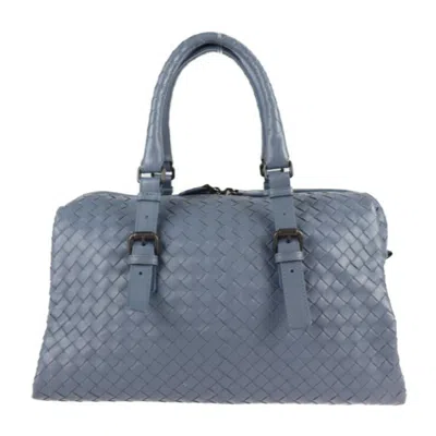 Pre-owned Bottega Veneta Intrecciato Light Blue Leather Boston Bag Tote Bag ()