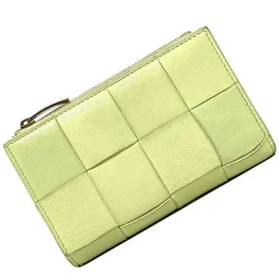 Pre-owned Bottega Veneta Intrecciato Light Green Yellow Intrecciato Wallet (bi-fold) () In Light Green, Yellow