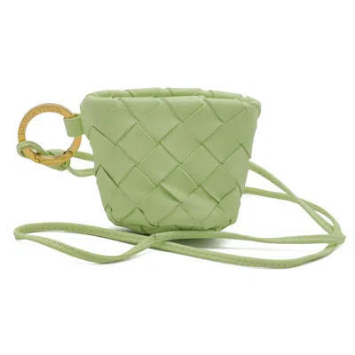 Pre-owned Bottega Veneta Intrecciato Lime Green Leather Coin Purse/coin Case ()