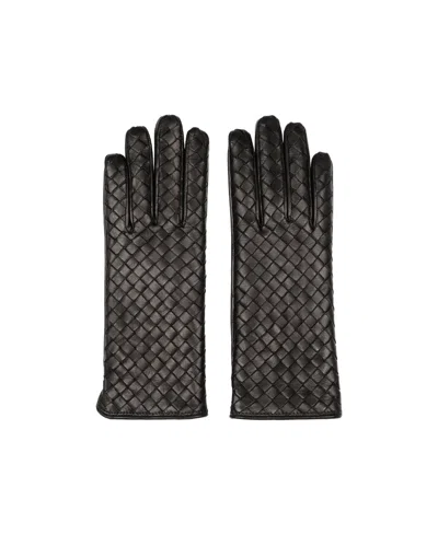 Bottega Veneta Intrecciato Leather Gloves In Black
