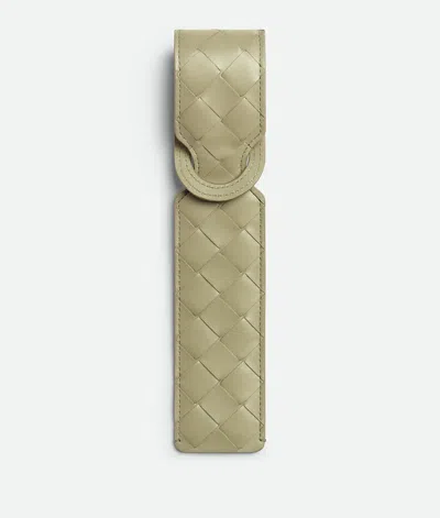 Bottega Veneta Intrecciato Long Tag Holder In Travertine