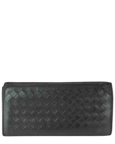 Bottega Veneta Intrecciato Long Wallet (authentic Pre-loved) In Black