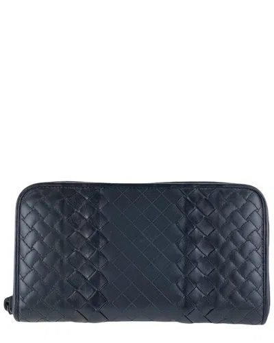 Bottega Veneta Intrecciato Long Wallet (authentic Pre-loved) In Blue