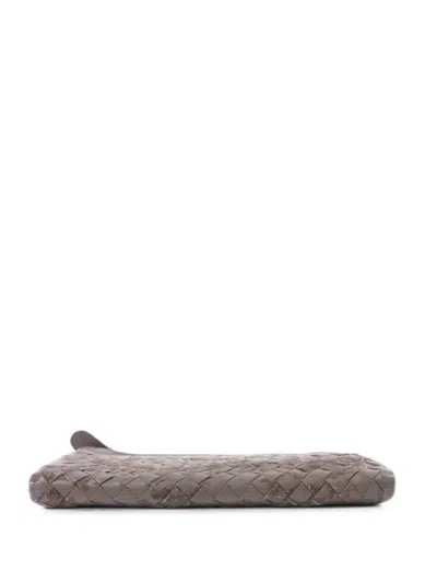 Pre-owned Bottega Veneta Intrecciato Long Wallet In Gray