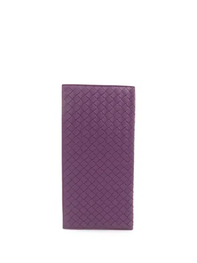 Pre-owned Bottega Veneta Intrecciato Long Wallet In Purple