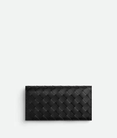 Bottega Veneta Portefeuille Avec Porte-monnaie Intrecciato Grand Format In Black/madder Brown