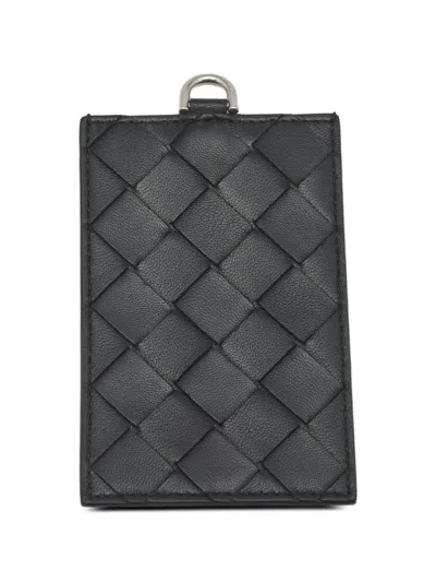 Pre-owned Bottega Veneta Intrecciato Luggage Tag In Black