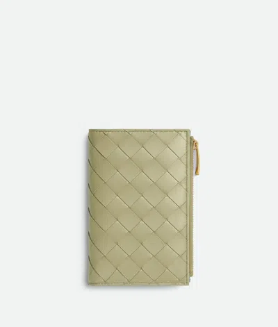 Bottega Veneta Intrecciato Medium Bi-fold Wallet In Travertine / New Sauge