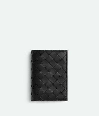Bottega Veneta Mittelgrosses Intrecciato Bi-fold Mit L-zip In Black