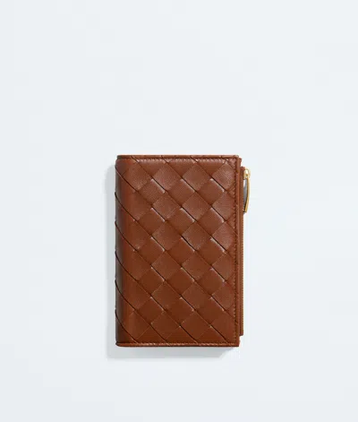 Bottega Veneta Bottega  Veneta Intrecciato Medium Bi-fold Wallet In Brown