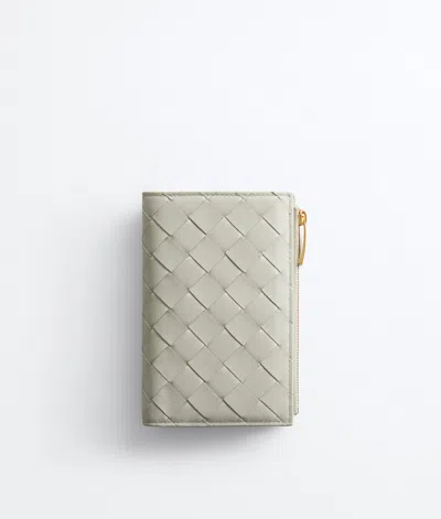 Bottega Veneta Intrecciato Medium Bi-fold Wallet In Silica Grey