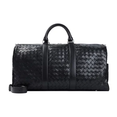 Bottega Veneta Intrecciato Medium Duffle Bag In Black