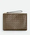 Bottega Veneta Intrecciato Medium Flat Pouch In Pinecone
