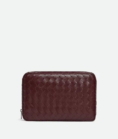 Bottega Veneta Intrecciato Medium Zipped Organizing Pouch In Madder Brown