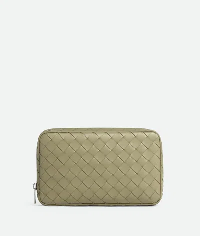 Bottega Veneta Intrecciato Medium Zipped Organizing Pouch In Travertine