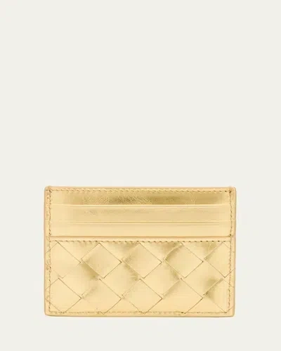 BOTTEGA VENETA INTRECCIATO METALLIC LEATHER CARD CASE