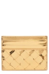 Bottega Veneta Intrecciato Credit Card Case In Gold/brass