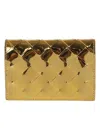 Bottega Veneta Intrecciato Metallic Wallet In Gold