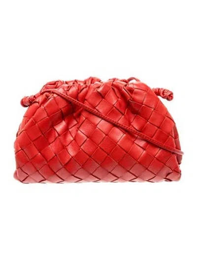 Pre-owned Bottega Veneta Intrecciato Mini Pouch Mini In Red