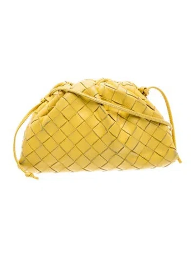 Pre-owned Bottega Veneta Intrecciato Mini Pouch In Yellow