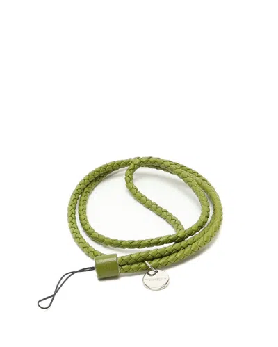 Bottega Veneta Intrecciato Mobile Phone Strap In Green