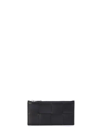 Bottega Veneta Intrecciato Motif Leather Cardholder For Men In Black
