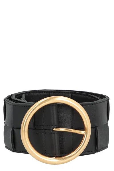 Bottega Veneta Intrecciato Nappa Belt In Black