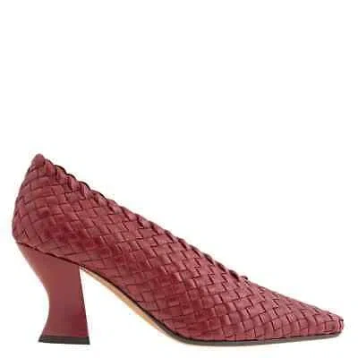 Pre-owned Bottega Veneta Intrecciato Nappa Leather 75 Mm Almond Pumps, Brand Size 37 (us In Brown