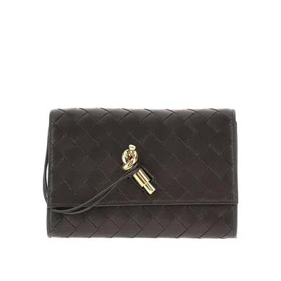 Bottega Veneta Intrecciato Nappa Leather 'andiamo' Pouch In Brown