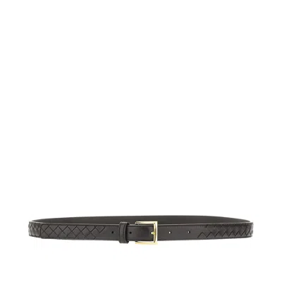 Bottega Veneta Intrecciato Nappa Leather 'solo' Belt In Black
