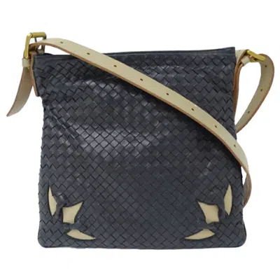 Pre-owned Bottega Veneta Intrecciato Navy Intrecciato Leather Messenger Bag Shoulder Bag ()