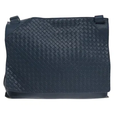 Pre-owned Bottega Veneta Intrecciato Navy Leather Shoulder Bag () In Blue