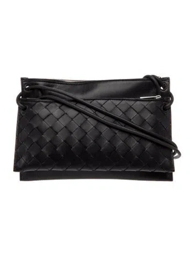 Pre-owned Bottega Veneta Intrecciato Ntrecciato Double Wallet Pouch In Black