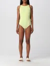 Bottega Veneta Backless Intrecciato-pattern Woven Swimsuit In Green