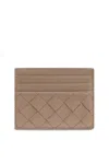 Bottega Veneta Intrecciato Open Top Card Case In Brown