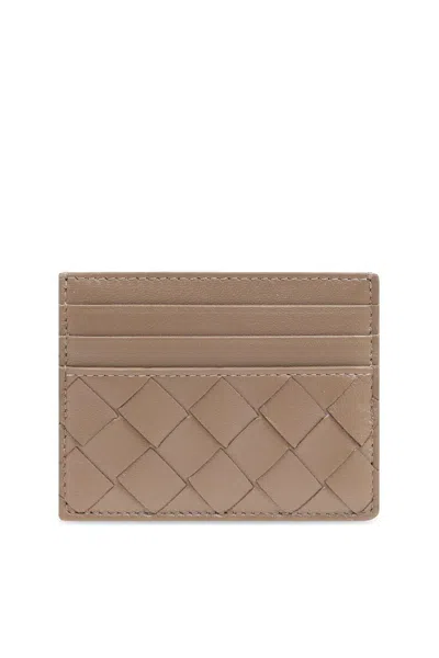 Bottega Veneta Intrecciato Open Top Card Case In Brown