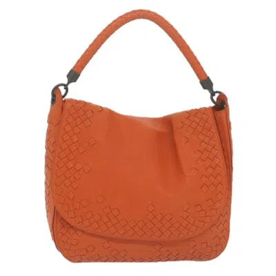Bottega Veneta Intrecciato Orange Leather Shoulder Bag ()