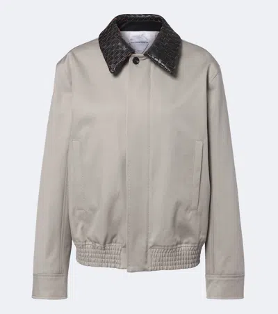 Bottega Veneta Intrecciato Oversized Cotton Blouson Jacket In Gold
