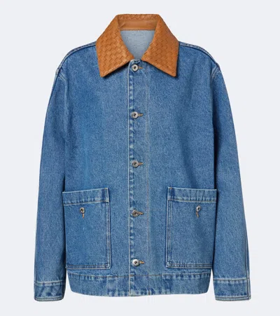 Bottega Veneta Intrecciato Oversized Denim Jacket In Blue