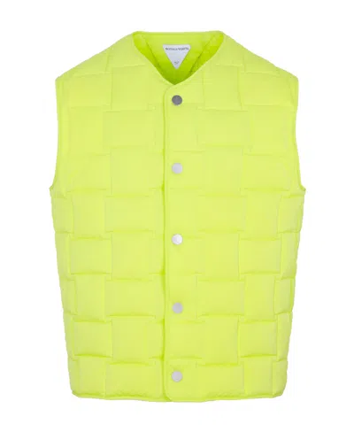 Bottega Veneta Intrecciato Padded Gilet In Yellow