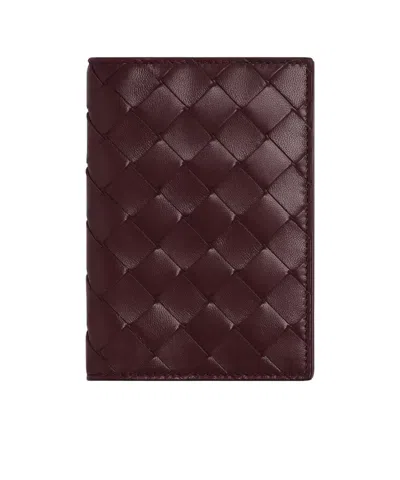 Bottega Veneta Intrecciato Passport Case In Burgundy
