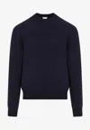 Bottega Veneta Intrecciato-patch Cashmere Sweater In Blue