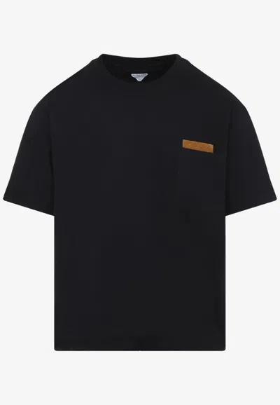 Bottega Veneta Intrecciato-patch Crewneck T-shirt In Black