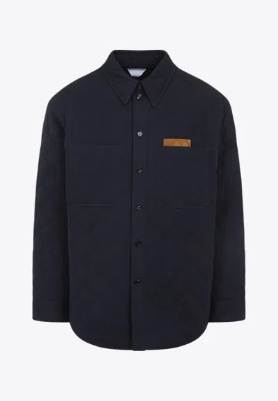 Bottega Veneta Intrecciato Patch Quilted Overshirt In Blue